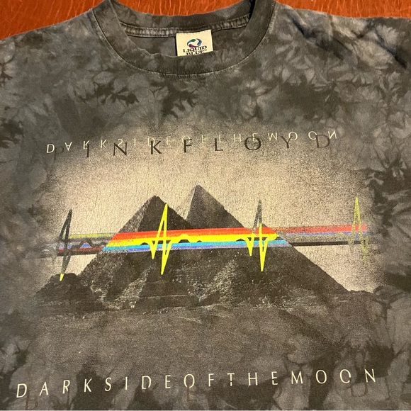 Vtg 2000s Liquid Blue Pink Floyd Dark Side of the Moon Tee M L - Picture 3 of 6